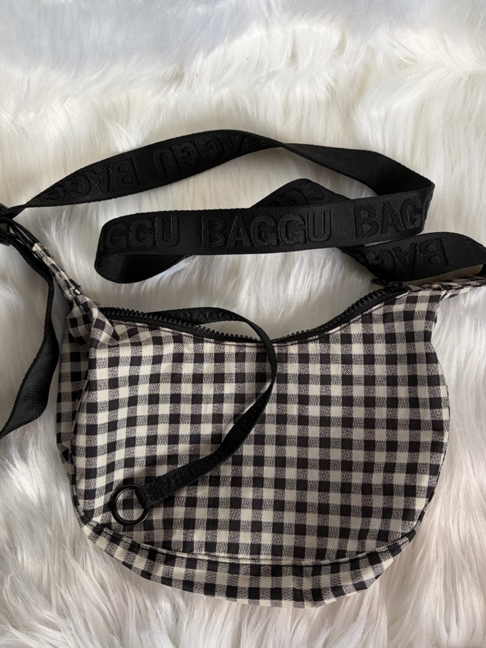 Baggu Small Nylon Crescent in Gingham